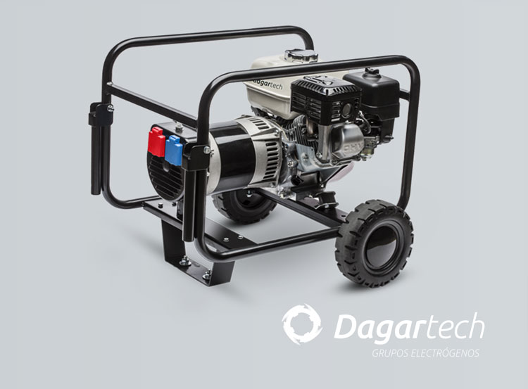 Grupo electrógeno portátil de la gama Básica Dagartech con motor Honda refrigerado por aire para su uso en alquiler de maquinaria (Rental)